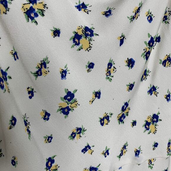 Samsøe Samsøe White Blue Floral Motif Chiffon Apples Slip Midi Dress Large - Picture 7 of 14